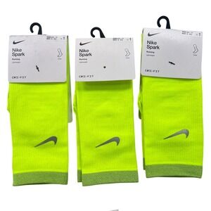 Nike Spark Lightweight Running Crew Socks 3 Pairs Volt Yellow M8-9.5 W 9.5-11